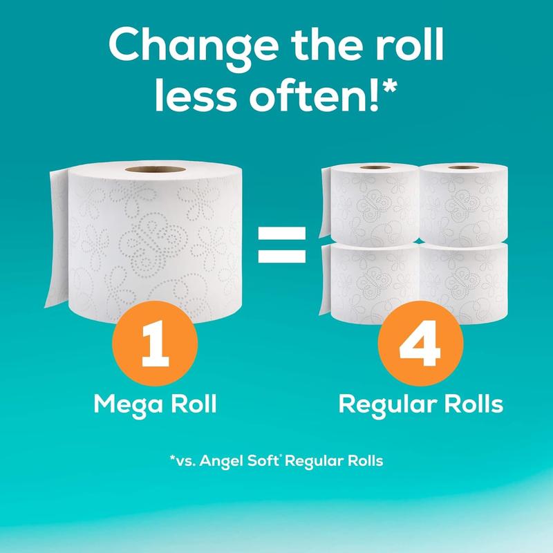 Soft and Strong Toilet Tissue - 48 Mega Rolls (192 Regular Rolls) | Durable Toilet Paper with Mega Roll Dimensions 1-ply toilet select-a-size paper