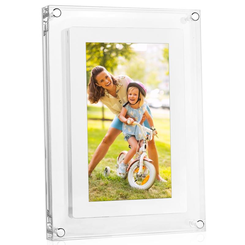 VEANXIN Acrylic 5 7 10 inch Digital Photo Frame, 2GB Memory, IPS Screen Supporting 1920 * 1080 Resolution for Home Decor, Gift, Valentine's Day