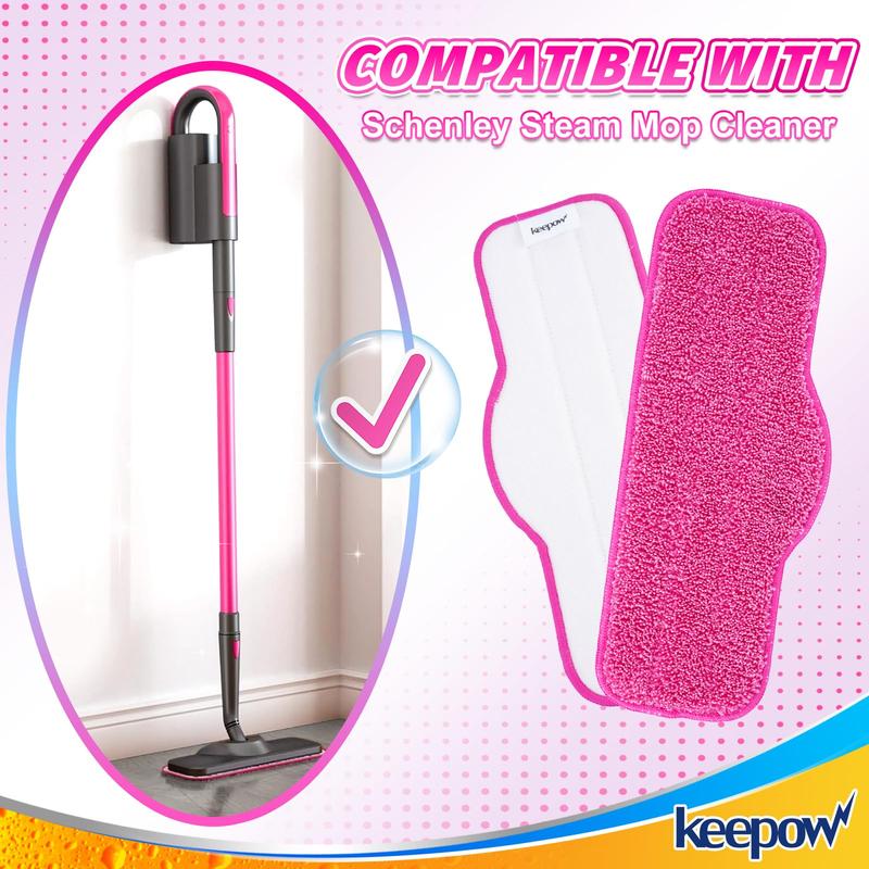 KEEPOW Microfiber Steam Mop Pads Compatible with Schenley Steam Mop Cleaner, Washable and Reusable Replacement Mop Pads Accessories