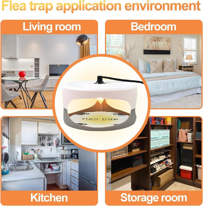 Flea Traps for Inside Your Home 2 Packs, Flea Trap Indoor Pest Control Trapper Insect Killer with Light, Sticky Bed Bug Natural Household Lightweight