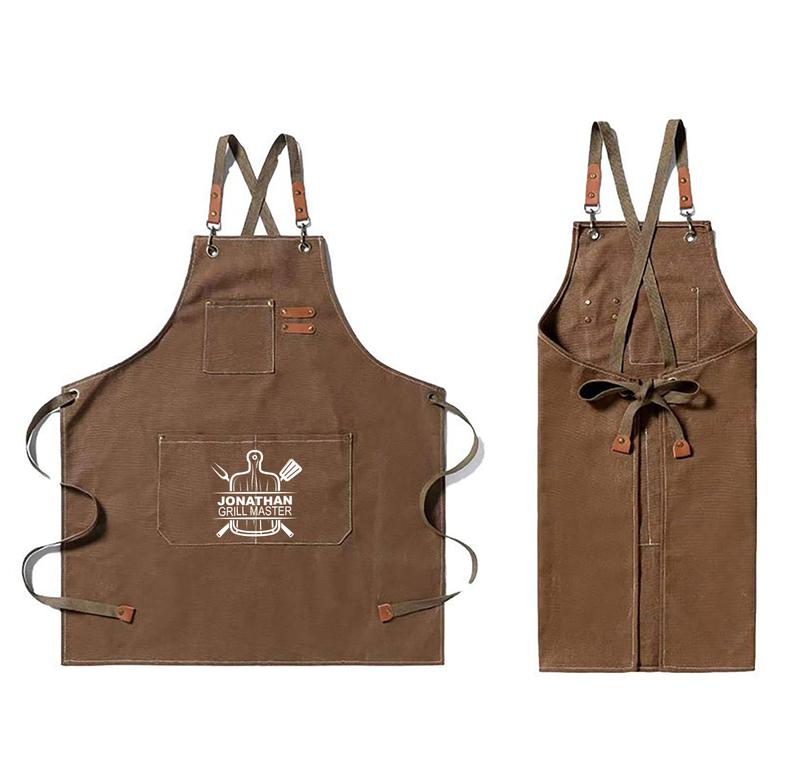 Personalized Name Grill Master Apron For Man, Gift For Him, Dad Gift, Gift For Husband, Friend Gift, Anniversary Gifts, Birthday Gifts, Custom Grill Apron, BBQ Apron, Chef Apron, Kitchen Apron, Adjustable Canvas Apron, Kitchen Accessory, Apron With Pocket