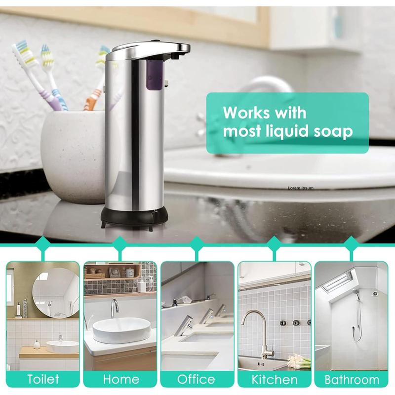 Automatic Soap Dispenser, 9.5oz Touchless Dish Soap Dispenser with Waterproof Base, 3 Adjustable Soap Volume Hand Soap Dispenser, Sensor Soap Pump Liquid Dispenser for Kitchen Bathroom Office Lavatory