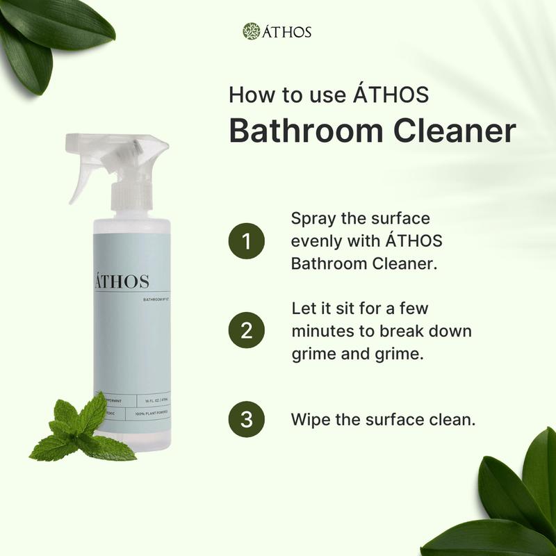 ÁTHOS Bathroom Bundles: Choose Peppermint or Tea Tree – 1 Cleaner + 3 Concentrates for Ultimate Freshness & Cleanliness