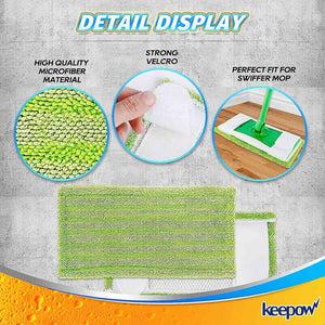 KEEPOW 5701M Reusable Mop Pads for All 10-12 Inch Flat Mop 6 Pcs