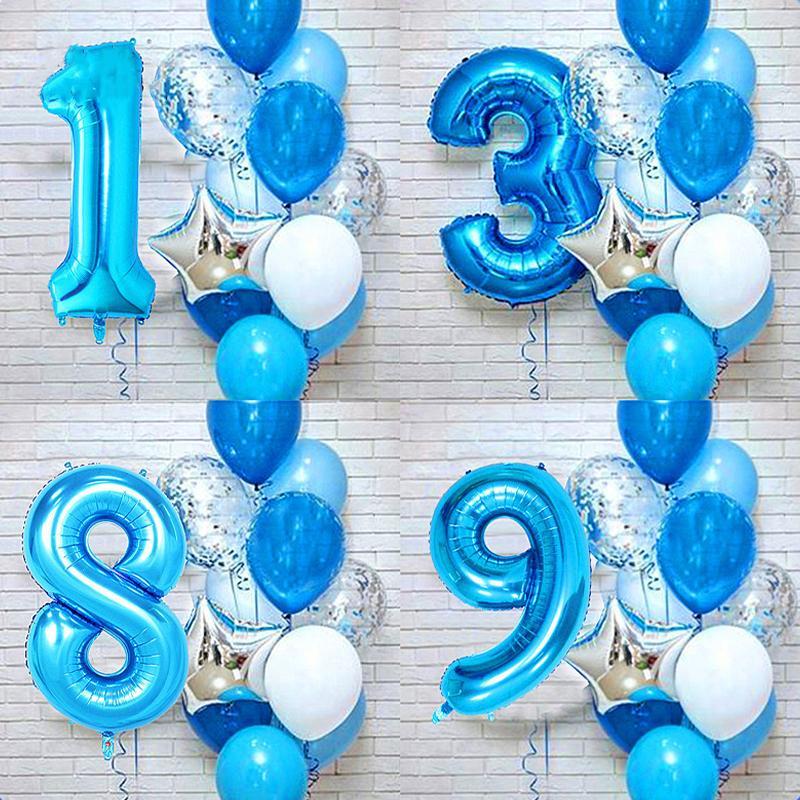 0-9 Large Number Shaped Solid Color Balloon , 1 Count Inflatable Aluminum Foil Balloon, Atmosphere Scene Layout Decoration Supplies For Wedding Birthday Festival Party