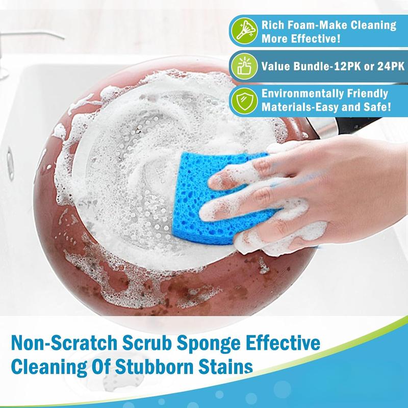 Non-Scratch Scrub Sponge-24Count, Sponges for Dishes, Sponges Kitchen, Cleaning Sponge, Cleans Fast Without Scratching, Stands Up to Stuck-on Grime, Cleaning Power for Everyday Jobs