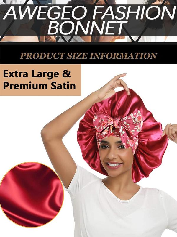 Women's Bow Decor Satin Sleeping Bonnet, Casual Comfortable Hair Care Bonnet, Soft Sleeping Bonnet for Women & Girls