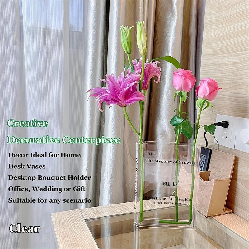 Acrylic Book Shaped Vase, 1 Count Creative Clear Vase, Decorative Vase for Home Office, Creative Gifts for Book Lovers