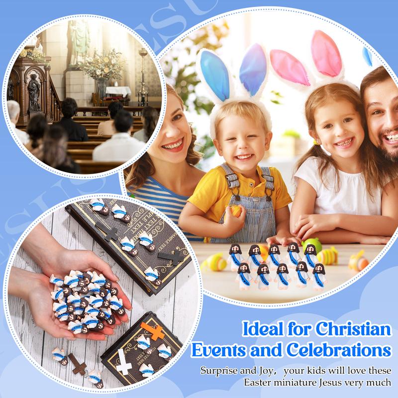 Little Jesus Figures 50Pcs Cute Jesus ornament Mini Jesus Statue with Slogan Creative Religious Party Gift for Family Friend Christmas Christian Baptism Gifts