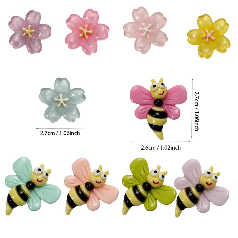 Flower & Bee Design Fridge Magnet, 10pcs set Cute Bee Decorative Fridge Magnet, Multifunctional Magnetic Decorative Sticker for Home and Office Refrigerator