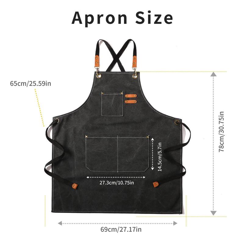 Canvas Apron, 1 Count Waterproof Work Apron with Pocket, Durable Apron for Kitchen, Cooking, Baking, Barbecue, Outdoor Camping