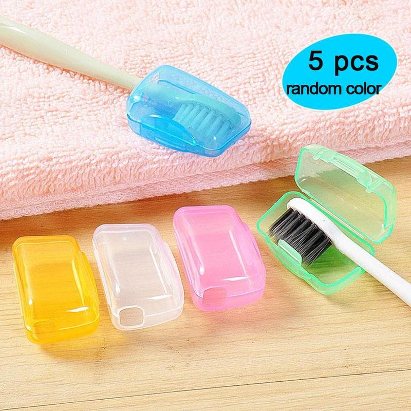 Travel Portable Toothbrush Head Cover, 5 Counts set Random Color Travel Toothbrush Storage Case, Toothbrush Head Protector Cap, Gym Accessories, Christmas Gift