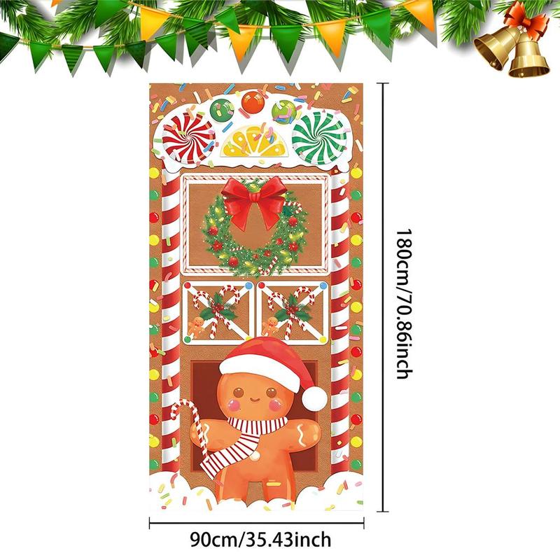 Gingerbread Man Pattern Door Banner, 1 Count Christmas Themed Door Hanging Banner, Festive & Party Supplies for Home Living Room Bedroom