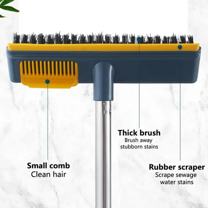 2 in 1 Floor Scrub Brush with Long Handle, 44.5inch Floor Brush Scrubber for Cleaning Shower Bathroom Kitchen Tub