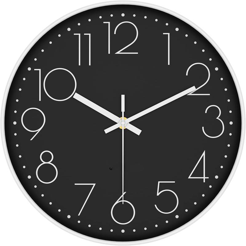 Silent Wall Clock 12 Inch Non-Ticking Wall Clocks for Living Room Decor Modern Wall Clock for Home(Golden Frame Black Dial),Housewarming Gift cubo clock