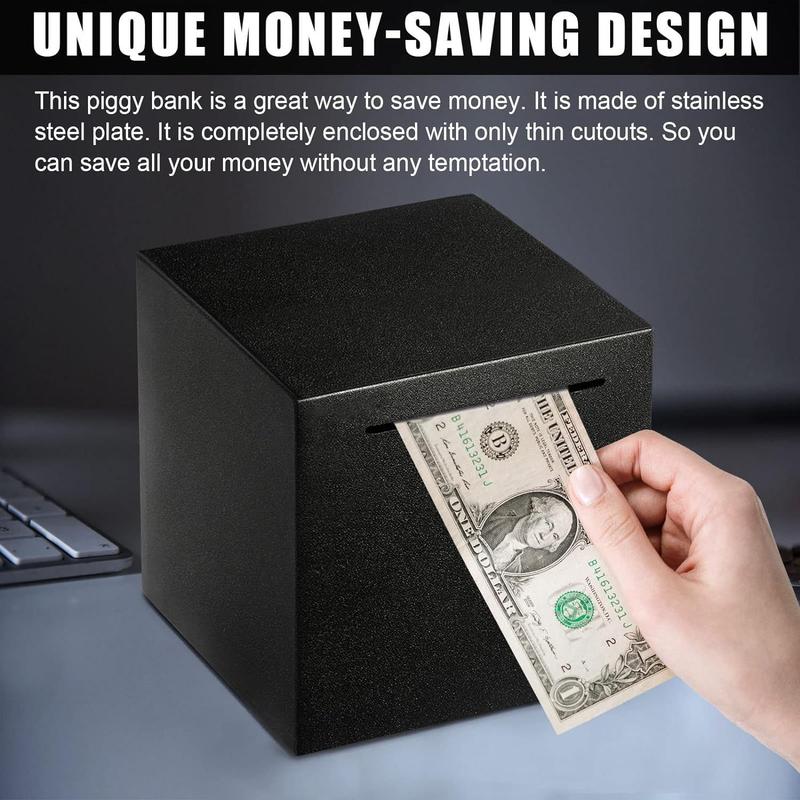 Stainless Steel Piggy Bank, Money Saving Box, Money Box for Home and Office, Gift Ideas