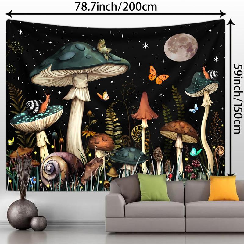 Mushroom & Butterfly Pattern Tapestry, 1 Count Colorful Wall Hanging Blanket, Wall Art Decor for Home Living Room Bedroom