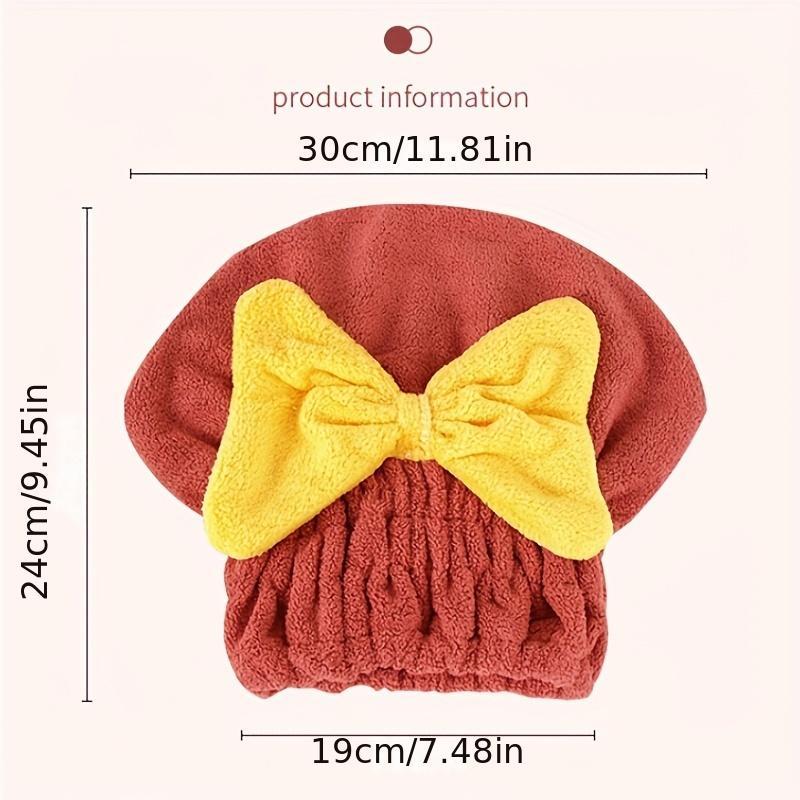 Bow Decor Hair Drying Cap, 1 Count Soft Comfortable Quick Drying Hair Cap, Super Absorbent Towel Cap for Women & Girls, Bathroom Supplies