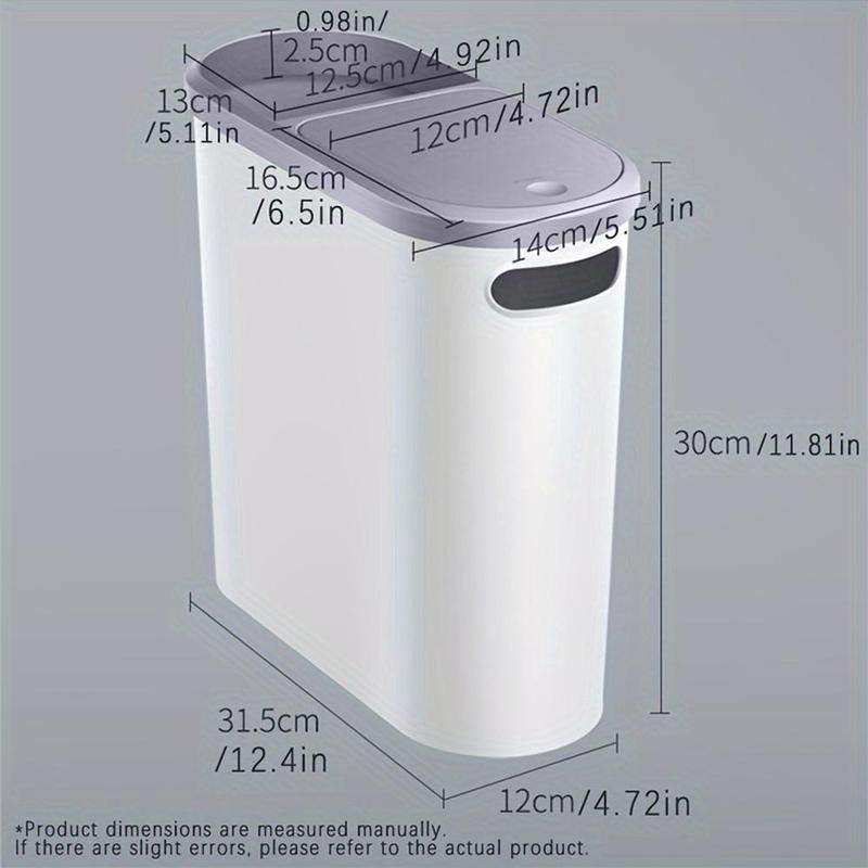 Bathroom Trash Can, 1 Count Household Creative Waste Bin with Holder & Handle, Press Type Can with Lid, Simple Paper Basket, Large Capacity Trash Bin, Garbage Can, Home Essential,  Bathroom Accessories