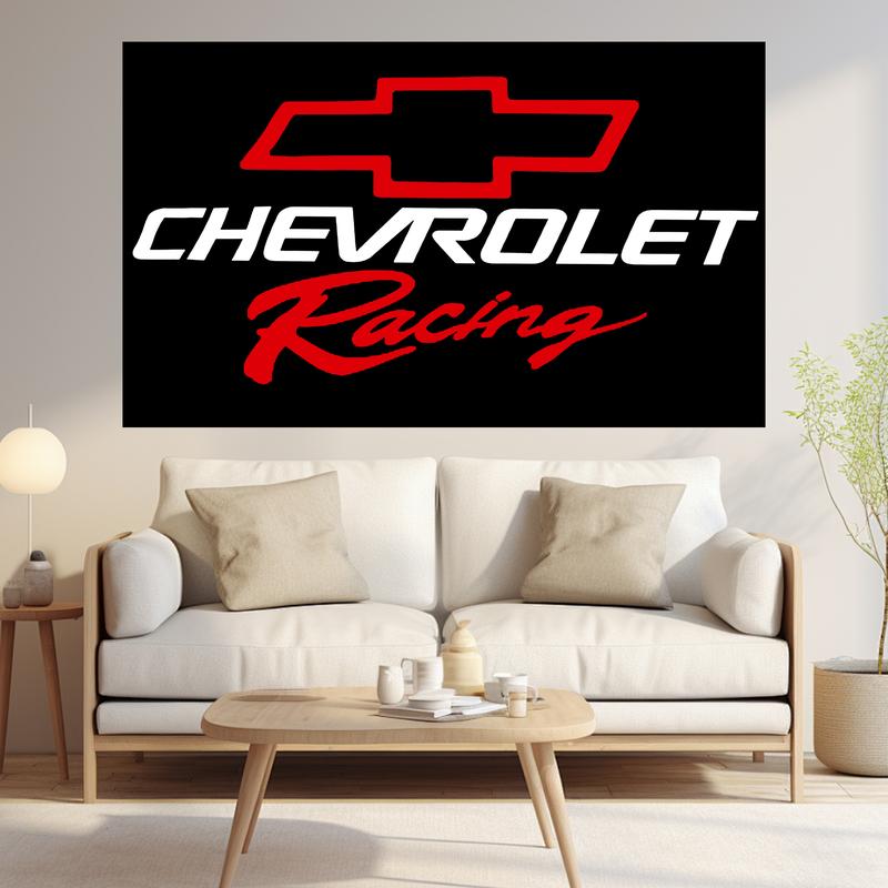 Chevrolet Racing Chevy Flag 3x5ft Banner Chevrolet for Room College Dorm Bedroom Wall Tapestry Decor Garage - Brass Grommets