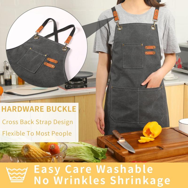 Canvas Apron, 1 Count Waterproof Work Apron with Pocket, Durable Apron for Kitchen, Cooking, Baking, Barbecue, Outdoor Camping