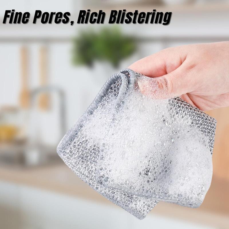 Wire Dishwashing Rag, Multipurpose Non-scratch Scrubbing Wire Dishwashing Rag, Suitable for Scrubs & Cleans Dishes, Sinks, Counters, Stove Tops