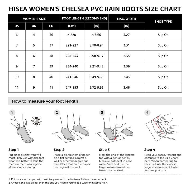 HISEA Women's Short Rain Boots Waterproof Garden Shoes Rubber Chelsea Boots Anti-Slipping Rainboots for Ladies with Comfort Insole Lightweight Stylish Ankle Rain Shoes Outdoor Work Booties