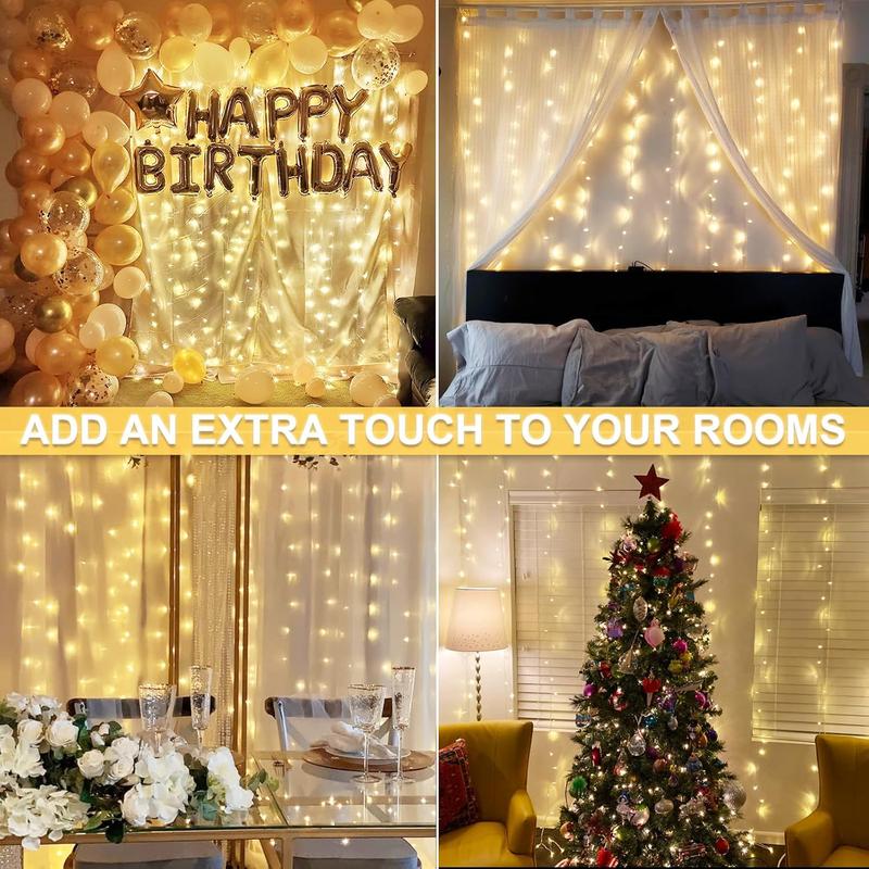 LED Curtain Light, 1 Count USB Powered LED String Light, 8 Modes Dimmable Remote & Timer Control String Fairy Holiday Light, Decorative Light for Party Xmas Indoor Decor