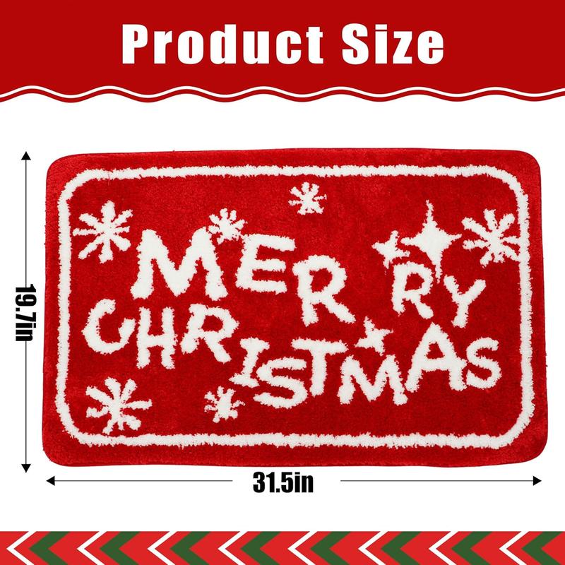 Christmas Bathroom Rugs Red Snowflake Bath Mat Bathtub Kitchen Rug for Christmas Decor