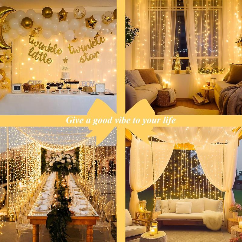 LED Curtain Light, 1 Count USB Powered LED String Light, 8 Modes Dimmable Remote & Timer Control String Fairy Holiday Light, Decorative Light for Party Xmas Indoor Decor