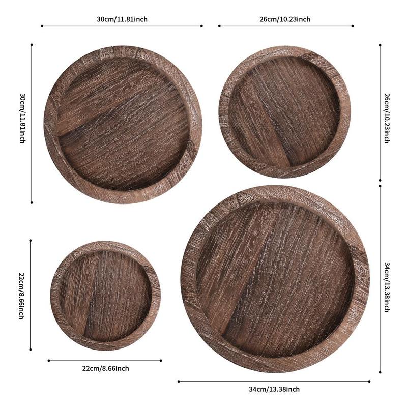 Wooden Candle Holder Tray, 1 Count Round Serving Tray, Multifunctional Storage Tray for Home Kitchen Living Room Dining Room