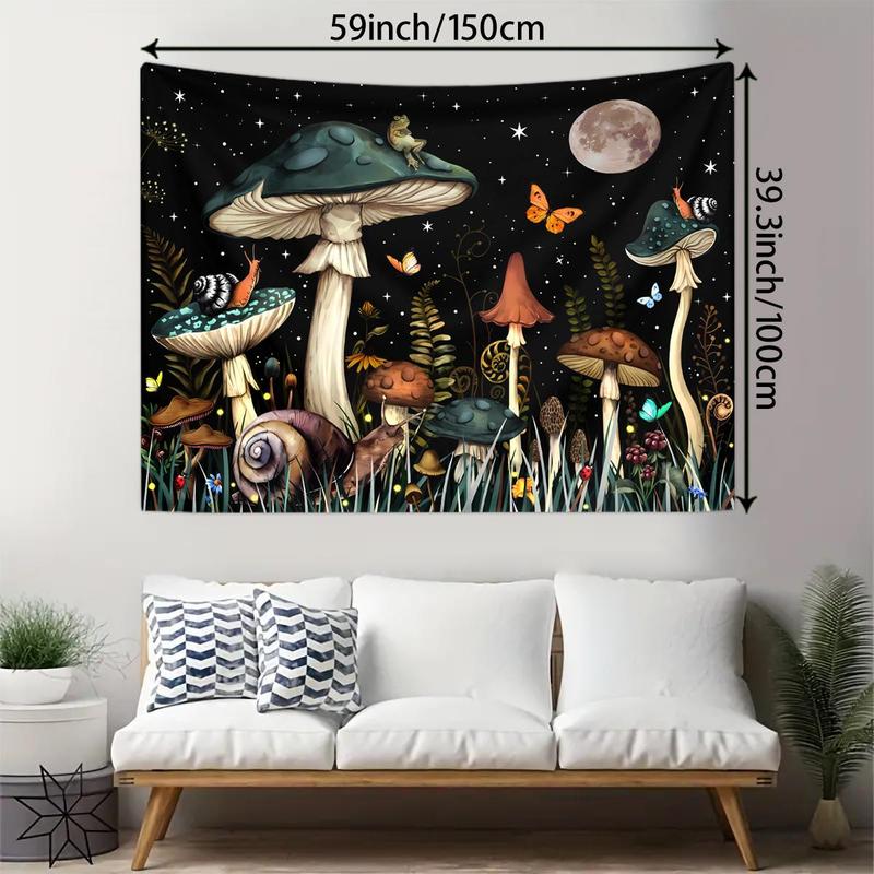 Mushroom & Butterfly Pattern Tapestry, 1 Count Colorful Wall Hanging Blanket, Wall Art Decor for Home Living Room Bedroom