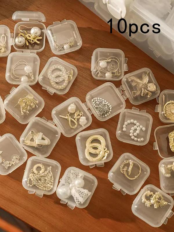 10pcs Clear Storage Box with Lid, Plastic Jewelry Box, Transparent Earplugs Storage Box, Jewelry Accessory