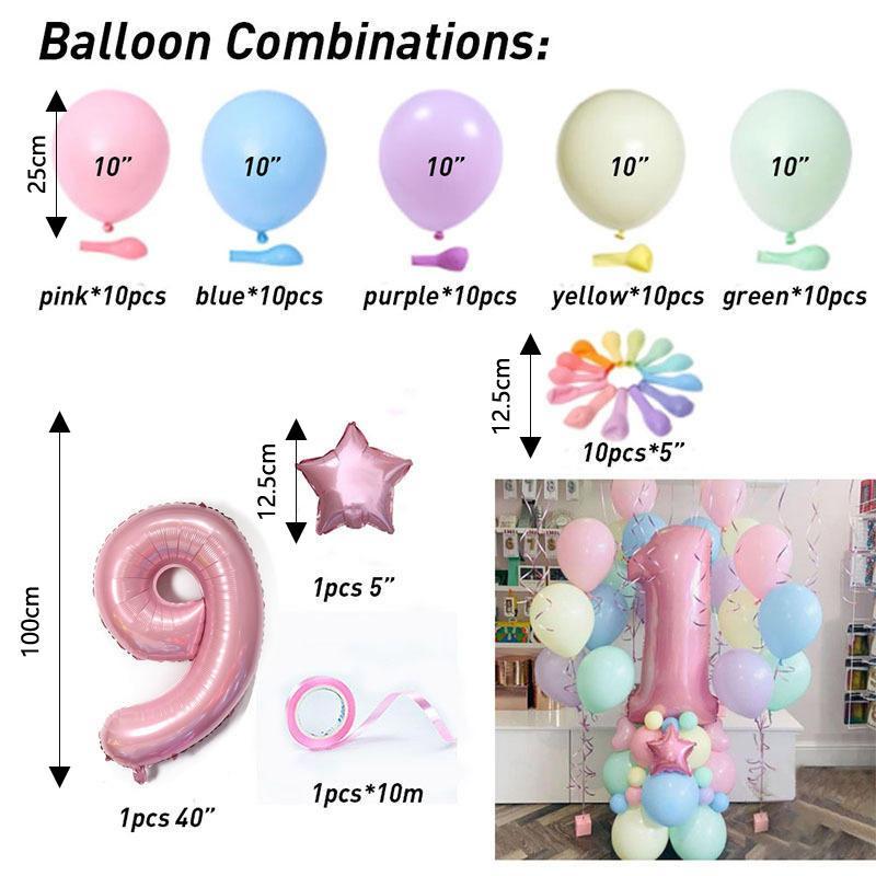 Colorful Latex Balloons, 63pcs set Durable Round Balloons with Tape, Birthday Balloon Decorations for Party, Gift for Mom, Super Bowl Party Decor Supplies, Birthday Gift