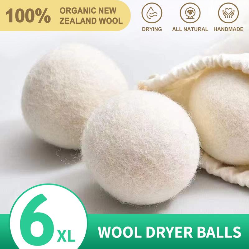 Wool Dryer Ball, 6 Counts Reusable Wool Dryer Ball, Clothes Softener, Laundry Tools, Laundry Accessories for Home Laundry Room Bathroom