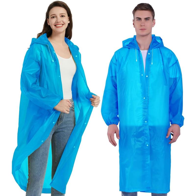 Rain Coat 2 Pcs Reusable Rain Ponchos for Adults Men clear Lightweight rain coats for women with Hood and Drawstring