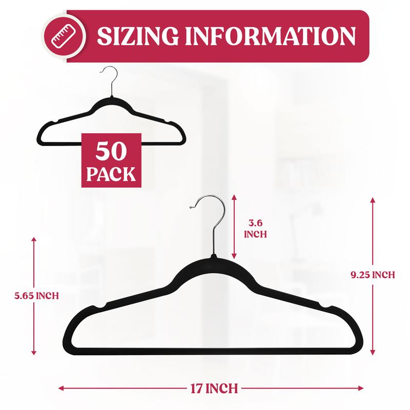 Lux Decor Velvet Hangers Pack of 30 & 50-Non-Slip Flocked Felt Clothes Hanger-360 Rotatable Hook Heavy Duty Suit Hanger-Space Saving Hanging Organiser