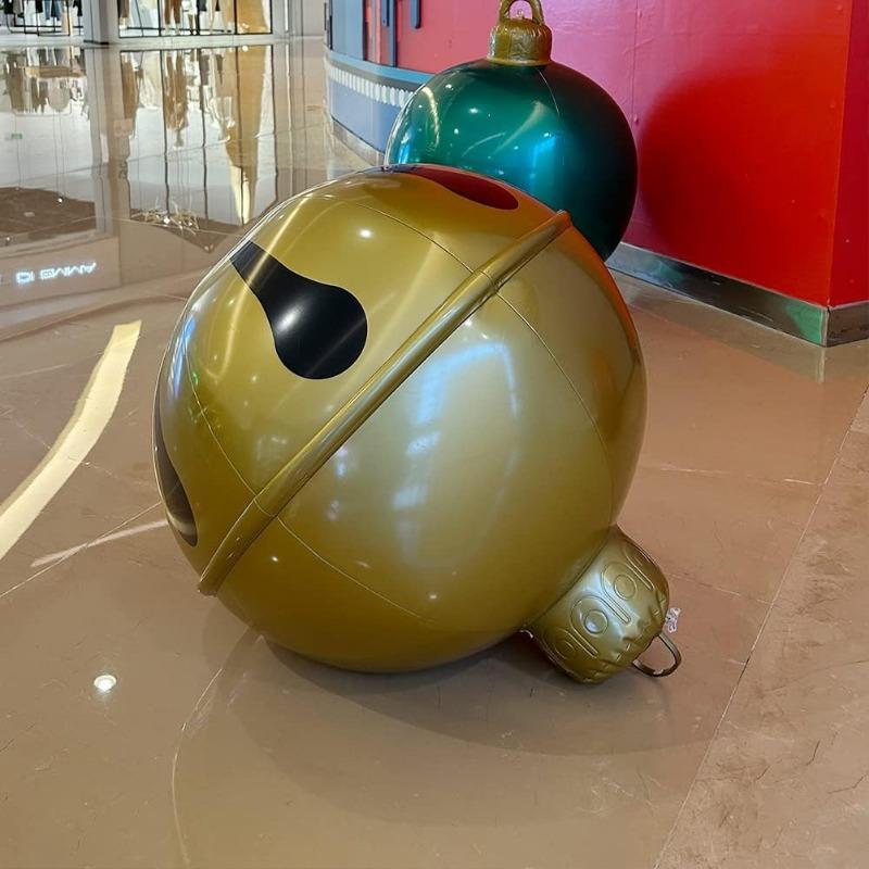 23.62-inch Christmas decorations Smiling Bell balloons Outdoor Fun Pvc Christmas inflatable balls Christmas Thanksgiving gifts laid in the pool, ground, grass, giant bell decorations