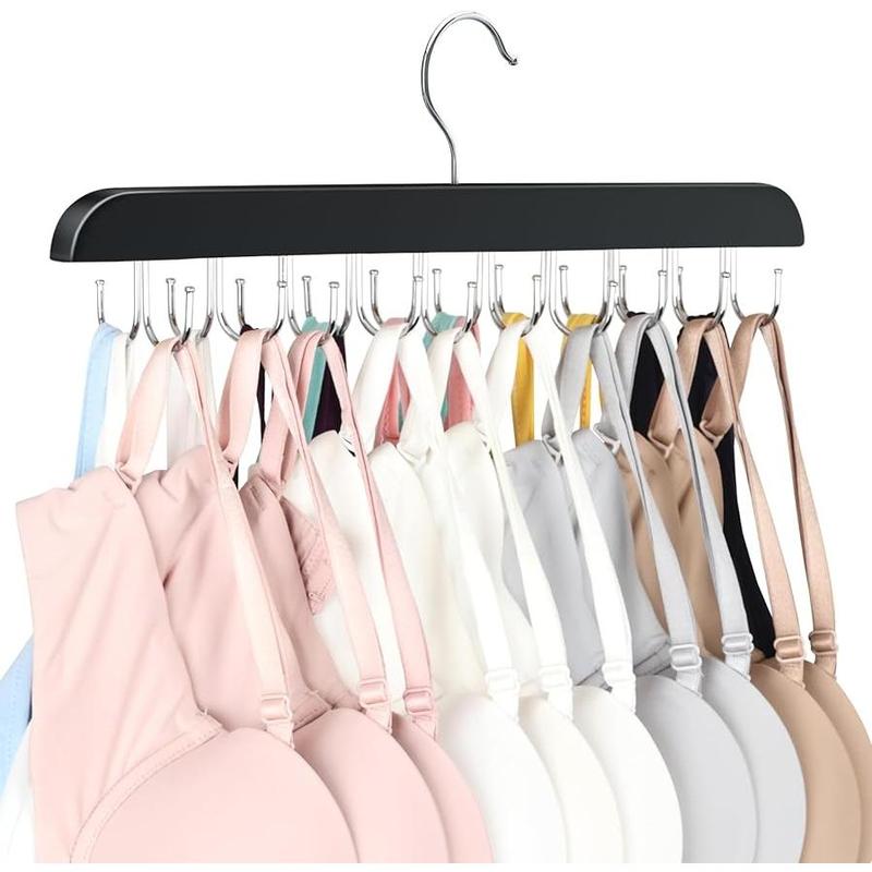 Bra Hanger for Closet, Tank Top Hanger 20 Hooks Capacity Foldable Wood Space Saving Hanger Closet Organizers and Storage for Dorm & Apartment for Tank Top, Bra, Scarf etc.