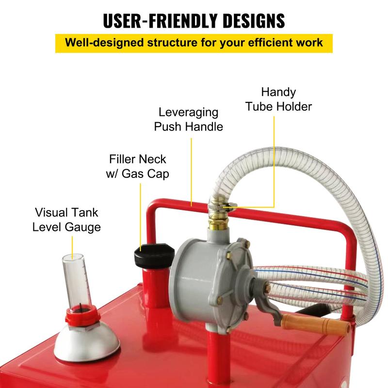 VEVOR Fuel Caddy, 30 35 Gallon, Gas Storage Tank on 4 Wheels, with Manuel Transfer Pump, Gasoline Diesel Fuel Container for Cars, Lawn Mowers, ATVs, Boats Bottles Organiser