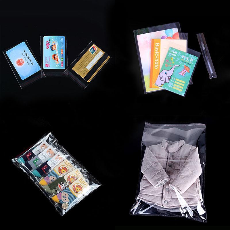 100 50pcs Clear Self adhesive Bag Thick Cello Cellophane Self Sealing Small Plastic OPP Bags Candy Cookie Package storage Bag