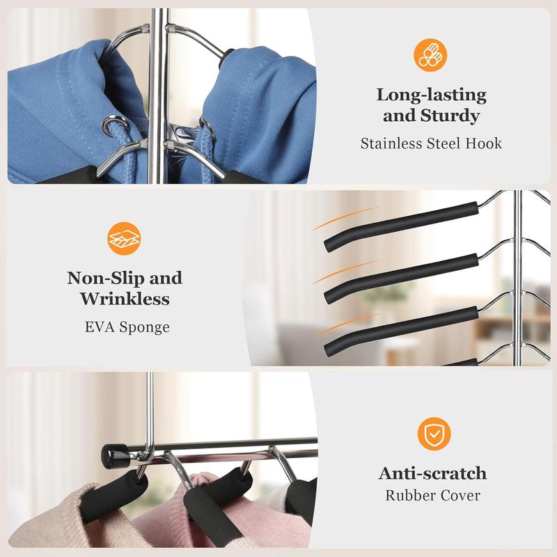 Clothes Hangers Space Saving Shirt Hangers - Non Slip Multiple Shirt Organizer for Closet with  Padded for T-Shirt Short Skirt Sweatshirt Hoodie Closet Organizers and Storage 2 Pack