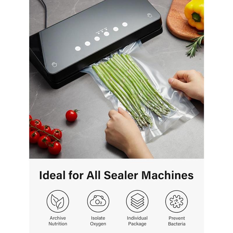 Vacuum Sealer Bags Roll for Food with Cutter Dispenser, Commercial Grade Vacuum Seal Bags, BPA Free, Customized Size Food Bags for Storage, Meal Prep and Sous Vide Organiser