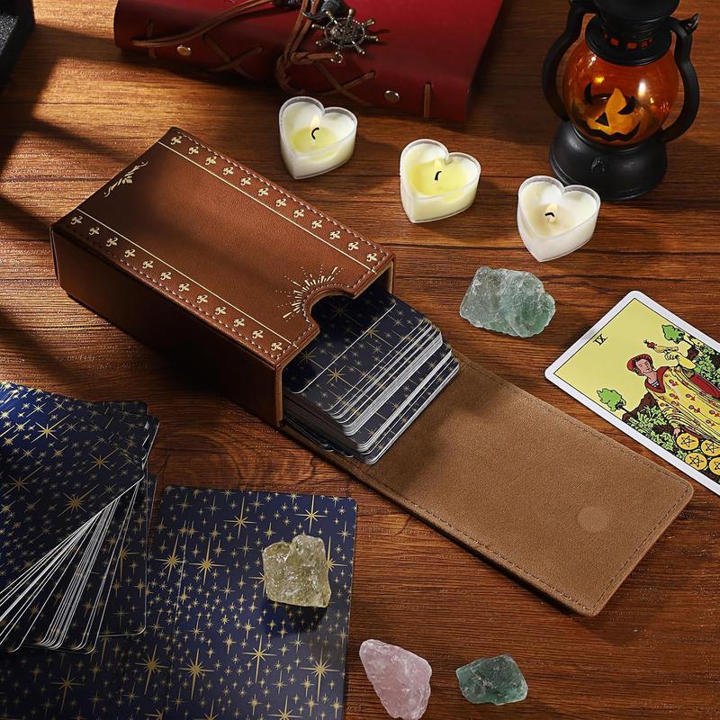 PU Leather Tarot Card Protective Case, Moon Pattern Design Tarot Deck Storage Pouch, Tarot Card Holder