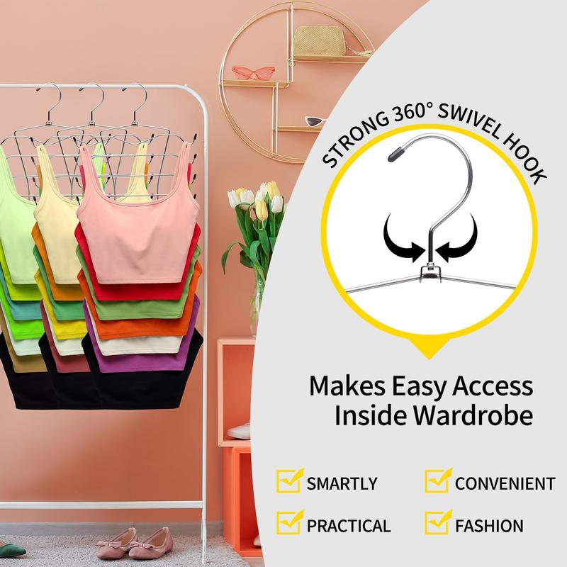 8 Layer Tank Top Hanger, 1 2 3 Counts Space Saving Clothes Hanger, Clothes Organizer for Wardrobe, Bra Organizer for Bedroom Apartment Dorm