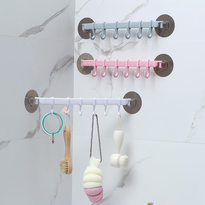 Wall Mounted Towel Hook, 3 Counts Punch Free Corner Storage Rack with 6 Counts Adjustable Hooks, Home Organizer for Bathroom Kitchen Dormitory