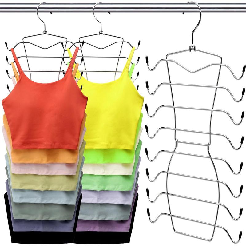 8 Layer Tank Top Hanger, 1 2 3 Counts Space Saving Clothes Hanger, Clothes Organizer for Wardrobe, Bra Organizer for Bedroom Apartment Dorm