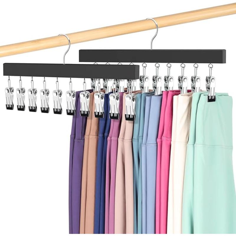 Legging Organizer for Closet, Pants Hangers with Clips Holds 20 Leggings, Jeans, Hats, Shorts, Socks, 360° Rotating Space Saving Hanging Clothes Organizer for Closet Organizers and Storage 2Pcs