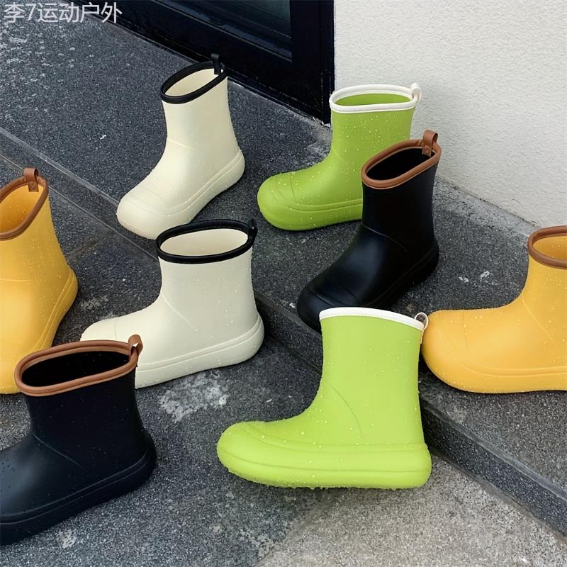 Womens All-Season Waterproof Wonder - Durable Solid Color Rain Boots for Outdoor Adventures and Garden Work - Non-slip, Comfortable, and Wear-resistant Medium Tube Design