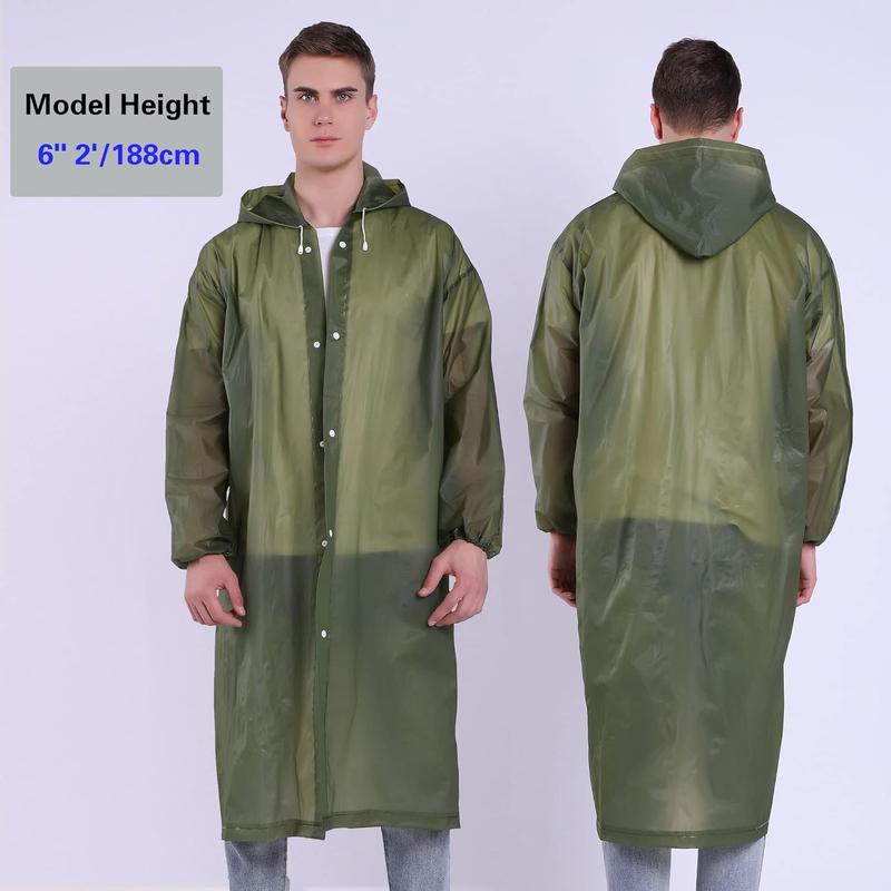 Rain Coat 2 Pcs Reusable Rain Ponchos for Adults Men clear Lightweight rain coats for women with Hood and Drawstring